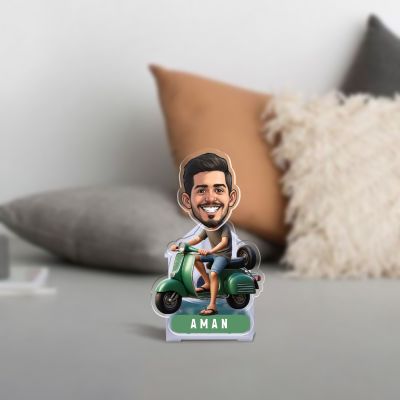 Personalized Funny Face Cutout Caricature with Shaking Head Feature & Custom with Name Battery Powered Bobblehead Figurine for Car Dashboard, Office Table, Home Decor Gift for Friends